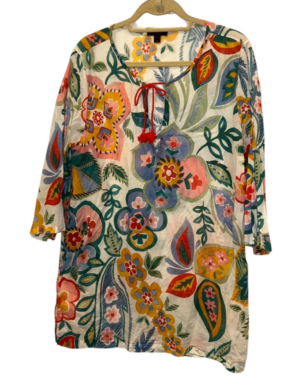 j. crew groovy Spring wildflowers blooms print tunic dress L